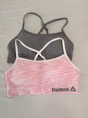 Reebok Girls Seamless Bralette Bra Lot of 2 Pink Gray L 12-14 NWOT Racerback